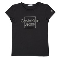 Vêtements Fille T-shirts manches courtes Calvin Klein Jeans METALLIC BOX SLIM FIT T-SHIRT Noir