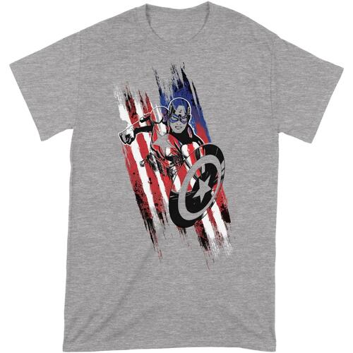 Vêtements T-shirts manches longues Captain America BI102 Gris