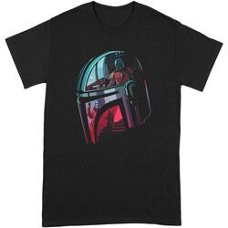 Vêtements Homme T-shirts manches longues Star Wars: The Mandalorian Mandalore Helmet Reflection Noir
