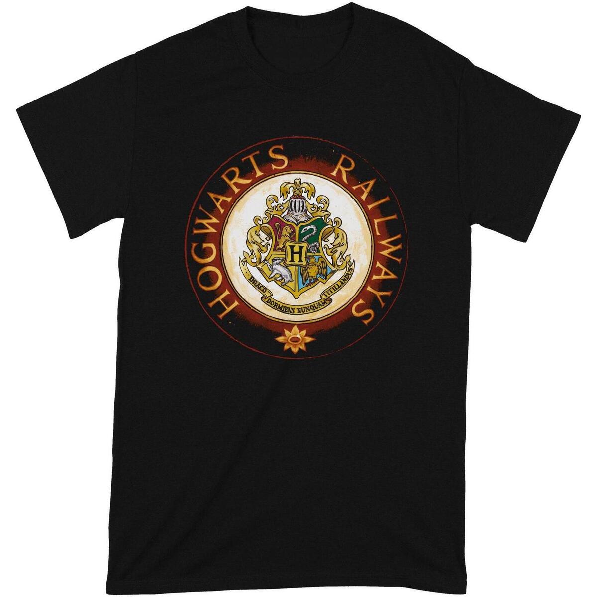 Vêtements T-shirts manches longues Harry Potter Hogwarts Railway Circle Noir