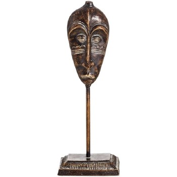 Boîte à Clefs Vitrée Motif Statuettes et figurines Ixia Décoration à poser long masque ethnique aspect or vieilli Marron