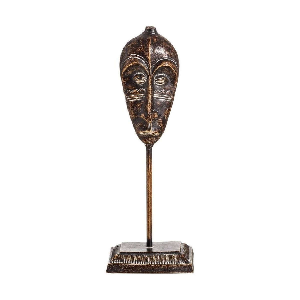Maison & Déco Statuettes et figurines Ixia Décoration à poser long masque ethnique aspect or vieilli Marron