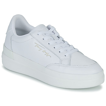 Chaussures Femme Baskets basses Tommy son Hilfiger Th Signature Leather Sneaker Blanc