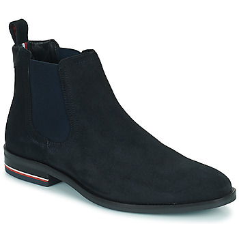 Chaussures Homme Boots Tommy son Hilfiger Signature Hilfiger Suede Chelsea Marine
