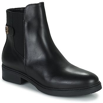 Chaussures Femme Boots Tommy son Hilfiger Coin Leather Flat Boot Noir