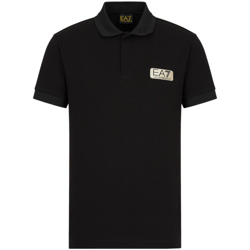 Vêtements Homme T-shirts & Polos Emporio Armani micro-check patterned curved hem shirtni Polo Noir