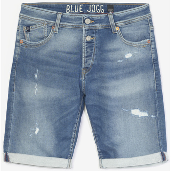 Vêtements Homme Shorts / Bermudas Le Temps des Cerises Bermuda jogg if bleu clair délavé destroy Bleu
