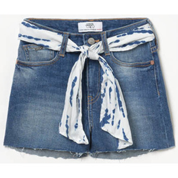 Vêtements Fille Shorts / Bermudas Le Temps des Cerises Short taille haute tika en jeans bleu délavé Bleu