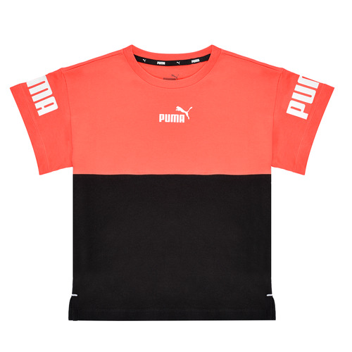 Vêtements Fille T-shirts manches courtes Tee Puma Tee PUMA POWER COLORBLOCK TEE Noir / Orange