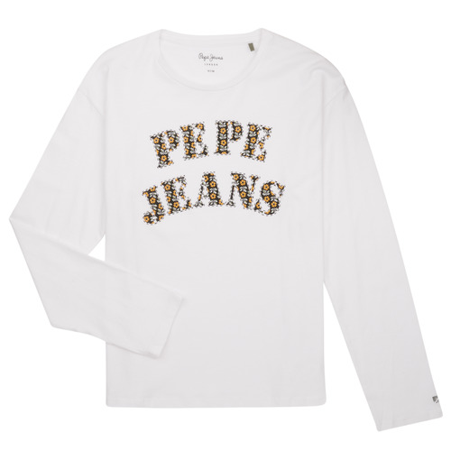 Pepe jeans BARBARELLA Blanc - Livraison Gratuite | Spartoo ! - Vêtements T-shirts  manches longues Enfant 17,49 €