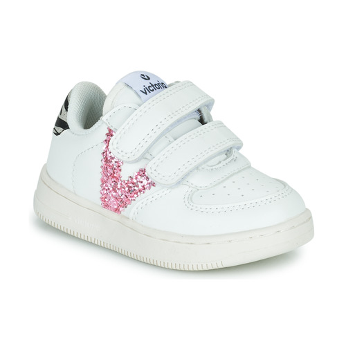 Chaussures Fille Baskets kann Victoria TIEMPO EFECTO PIEL & FAN Blanc / Rose
