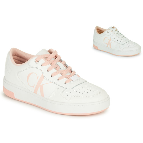 Chaussures Femme Baskets basses Calvin Klein Jeans CUPSOLE LACEUP BASKET LOW LTH Blanc / Rose
