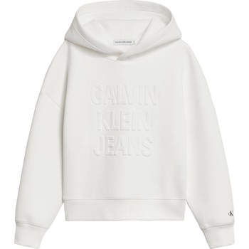 Vêtements Fille Sweats Calvin Klein Jeans IG0IG01275 DEBOSSEF LOGO-YAF BRIGHT WHITE Blanc