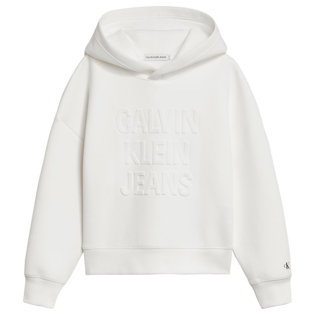Vêtements Fille Sweats Calvin Klein Jeans IG0IG01275 DEBOSSEF LOGO-YAF BRIGHT WHITE Blanc