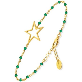 bracelets orusbijoux  bracelet argent doré étoile et pierre onyx vert 