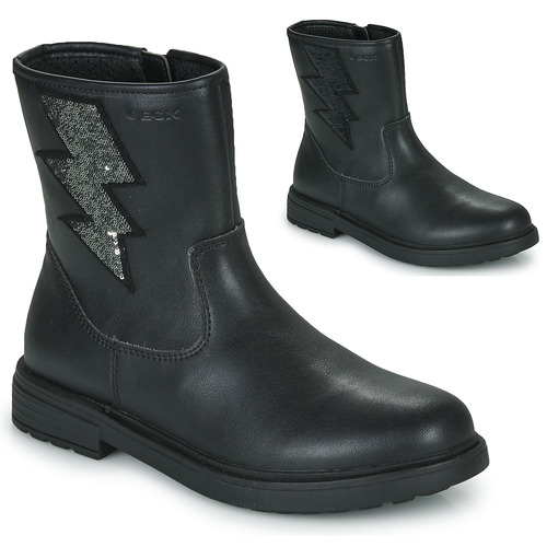 Chaussures Fille Boots Con Geox J ECLAIR GIRL Noir