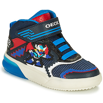 Chaussures Garçon Baskets montantes Geox J GRAYJAY BOY B Bleu / Rouge