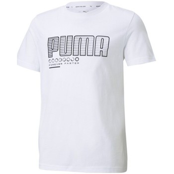 Vêtements Garçon T-shirts manches courtes Puma JR ACT SPORT GRAF TEE -  WHITE-WORDING - 140 Multicolore
