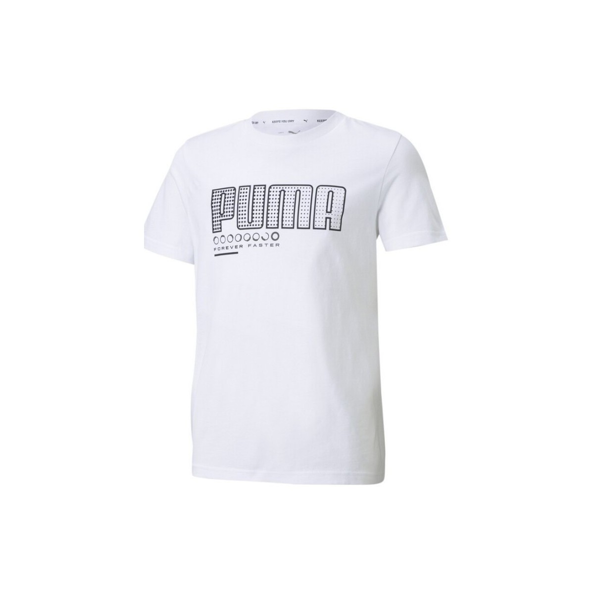 Vêtements Garçon T-shirts manches courtes Puma JR ACT SPORT GRAF TEE -  WHITE-WORDING - 152 Multicolore