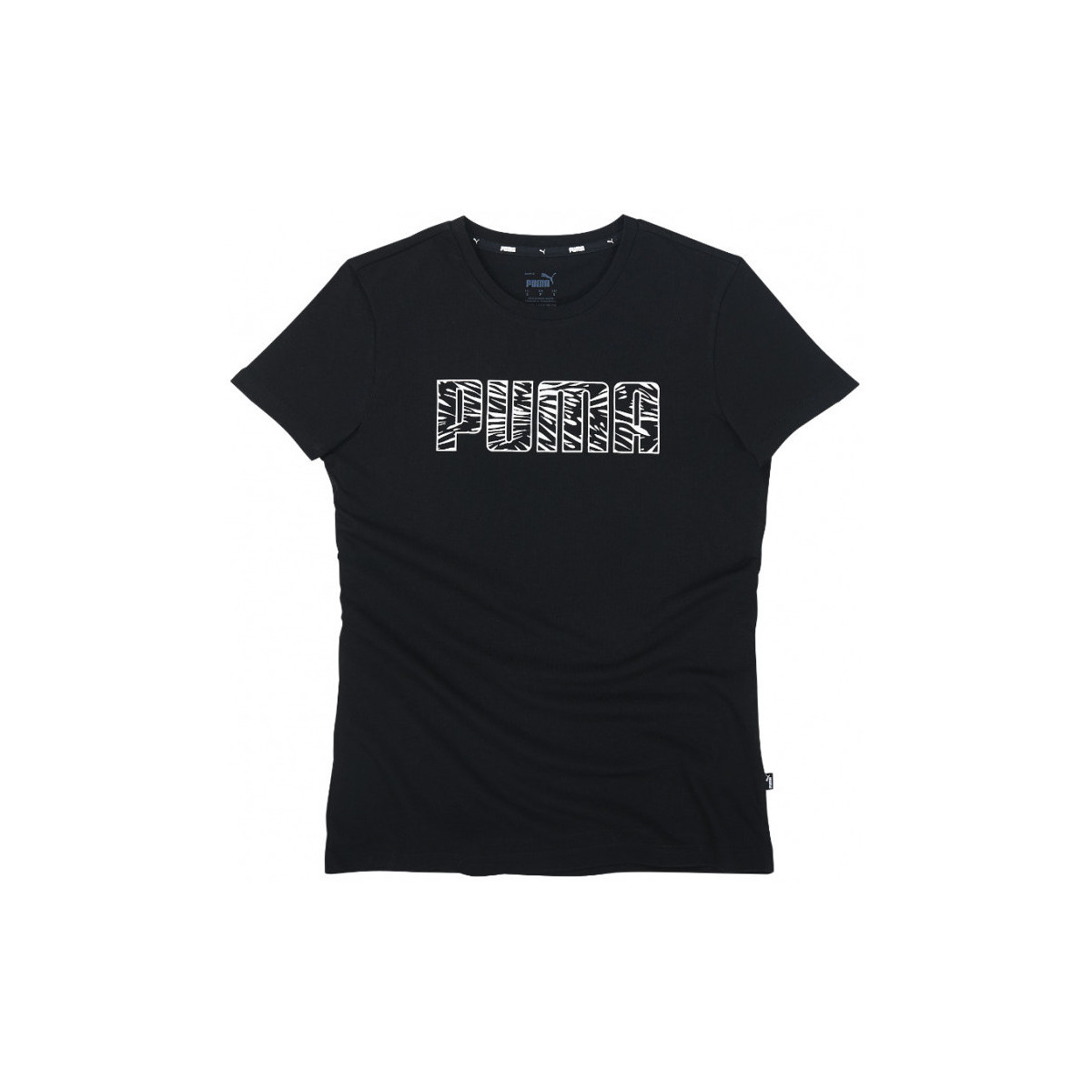 Vêtements Femme T-shirts manches courtes Puma TEE-SHIRT FEMME -  BLACK / WHITE - XL Noir