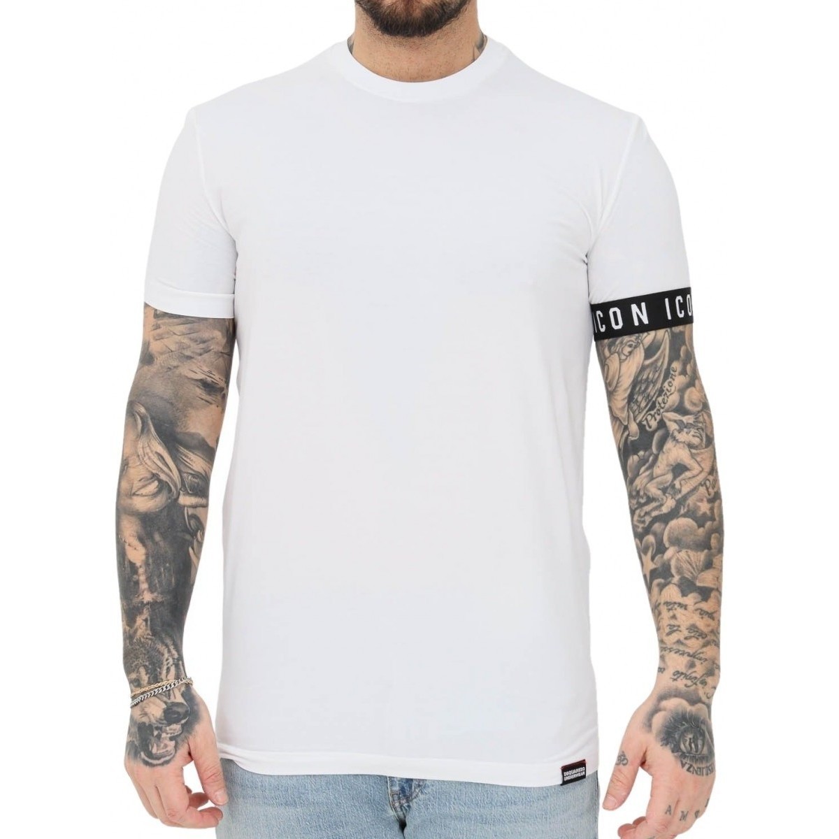 Vêtements Homme Adolescent Clothing Lounge-sæt med 'Error'-print i vasket grå Dsquared T-shirt col rond blanc Blanc