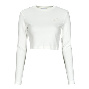 Vêtements Femme Tops / Blouses Tommy Jeans TJW BABY CROP SIGNATURE LS Blanc