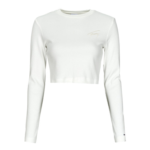 Vêtements Femme Tops / Blouses Tommy Sandali Jeans TJW BABY CROP SIGNATURE LS Blanc