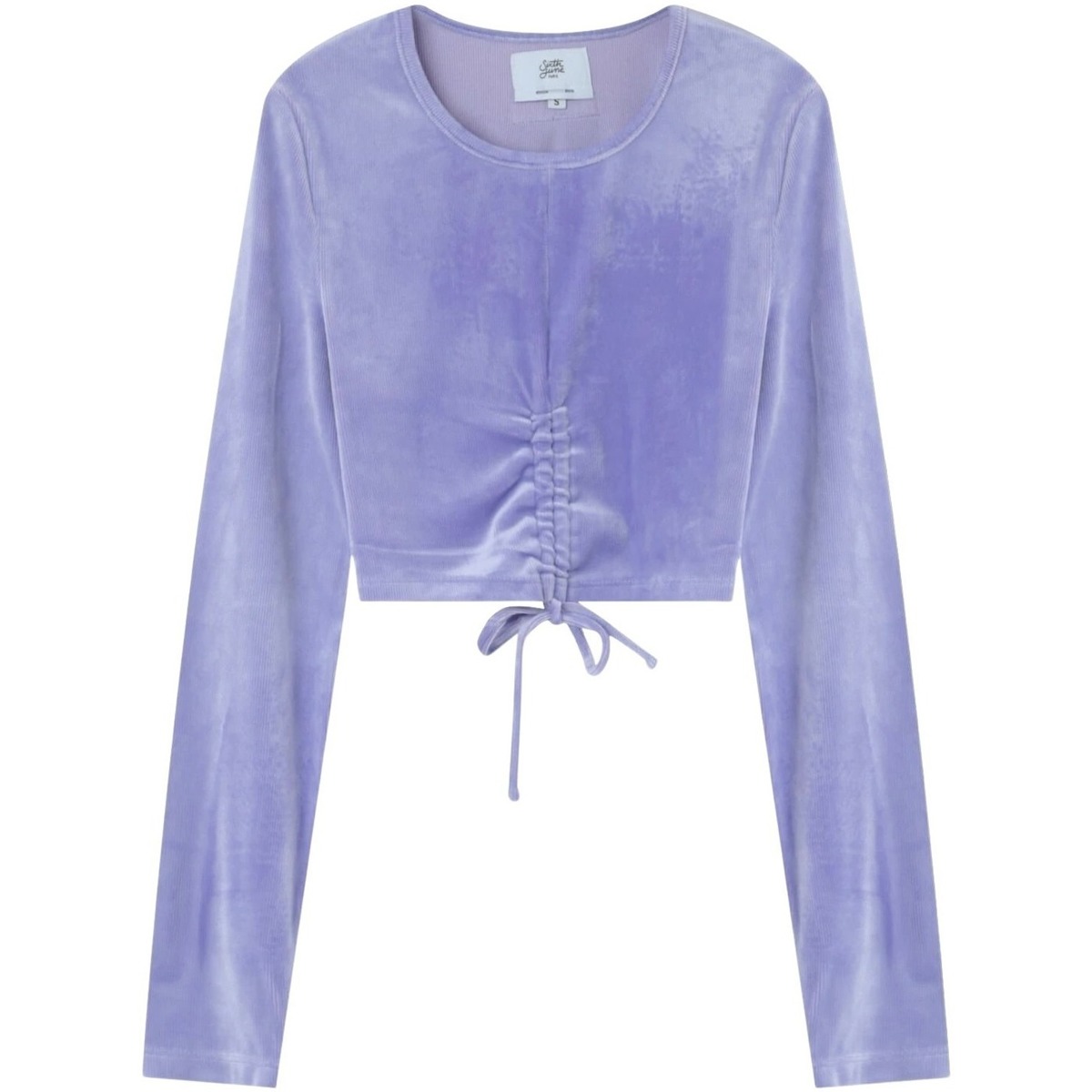 Vêtements Femme T-shirts manches longues Sixth June T-shirt crop top femme  Cordon Details Violet