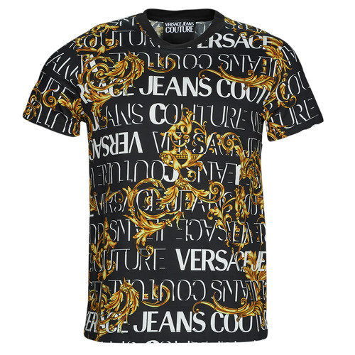 Vêtements Homme T-shirts manches courtes Versace Jeans Couture 73GAH6S0-G89 Noir / Blanc / Jaune
