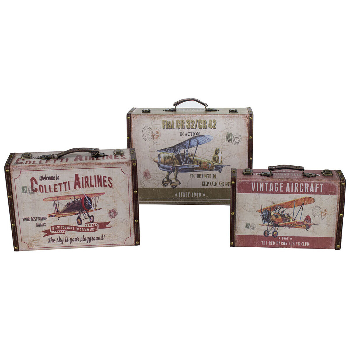 Maison & Déco Paniers / boites et corbeilles Signes Grimalt Boîtes Avec Aéronefs 3 Unités Rouge