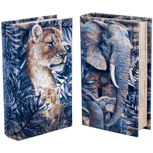 Maison & Déco Paniers / boites et corbeilles Signes Grimalt Livre De Livre Tiger Et Éléphant 2 Unités Bleu