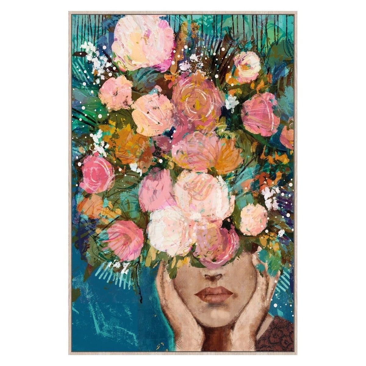 Maison & Déco Tableaux / toiles Signes Grimalt Boîte Femme De Fleur Rose