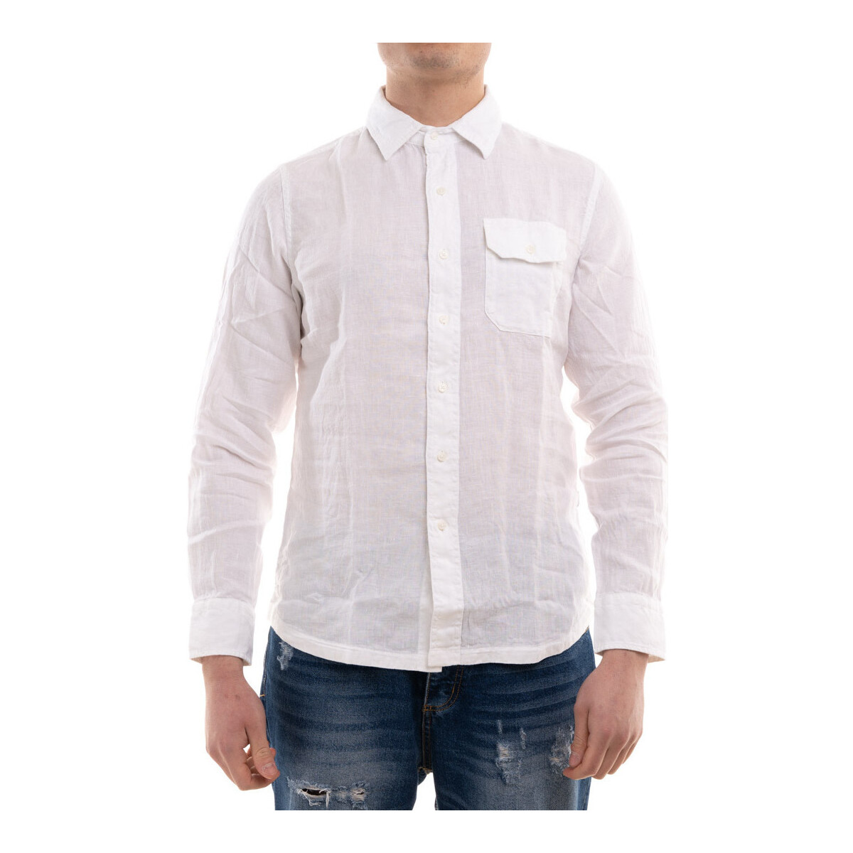 Vêtements Homme Chemises manches longues Replay M408281388B Blanc