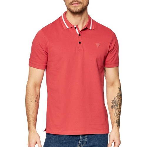 Vêtements Homme Polos manches courtes WHBLU Guess Classic logo triangle Rouge