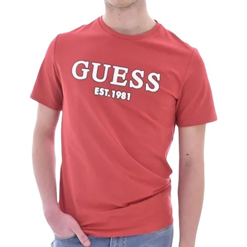 Vêtements Homme T-shirts manches courtes Guess logo original Rouge