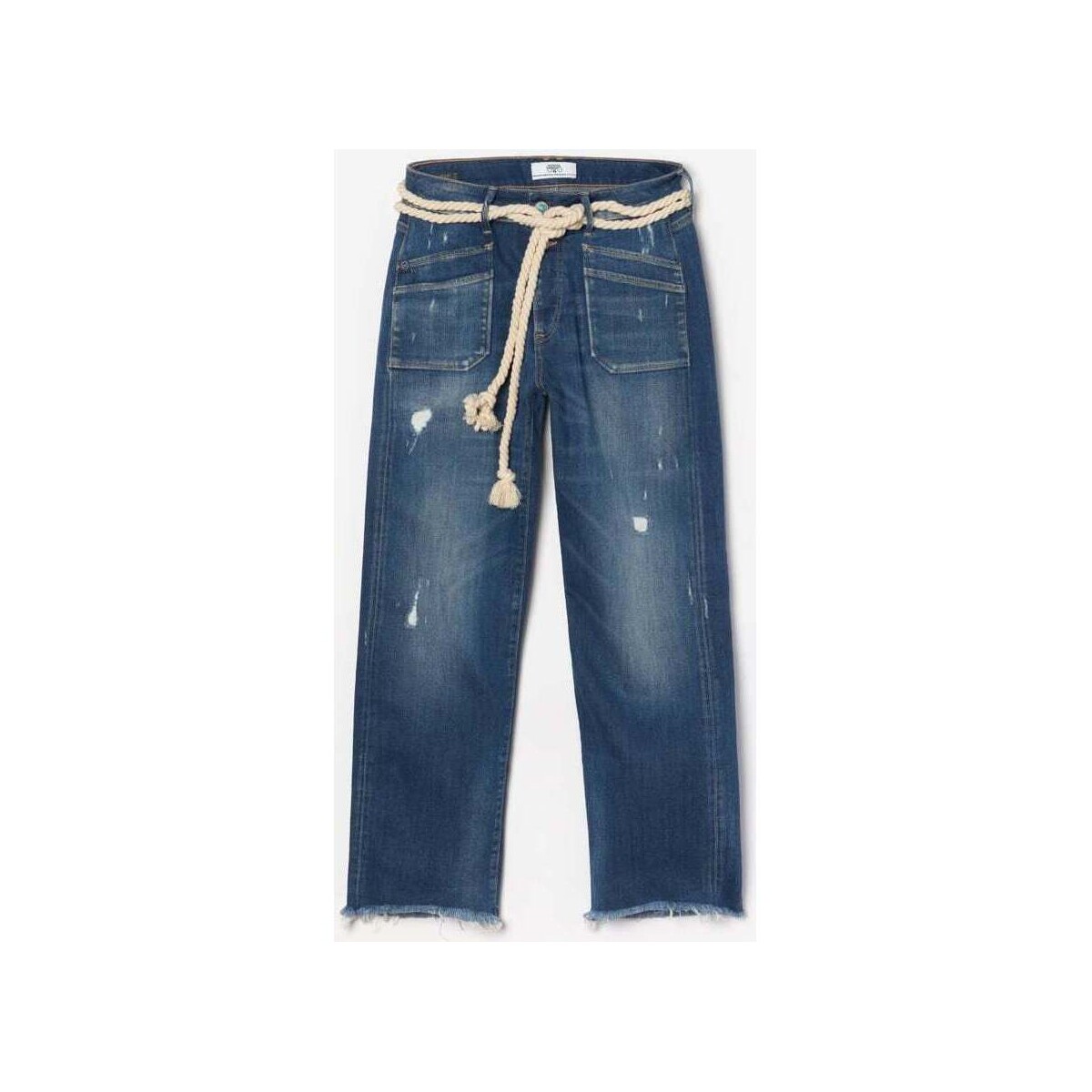 Vêtements Femme Jeans Le Temps des Cerises Pricilia taille haute 7/8ème jeans destroy bleu Bleu