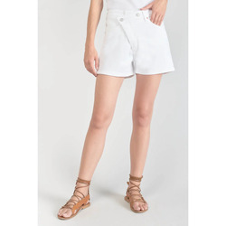 Vêtements Femme Shorts / Bermudas Le Temps des Cerises Short mosta en jeans blanc à fermeture asymétrique Blanc