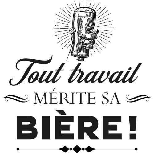 Maison & Déco Stickers Sud Trading Autocollant Mural Citation - Tout Travail mérite sa bière Noir