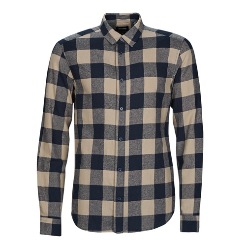 Vêtements Homme Chemises manches longues Men in Black and White  ONSGUDMUND LIFE LS CHECKED SHIRT Marine / Beige