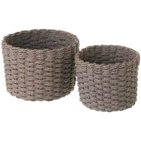 Maison & Déco Paniers / boites et corbeilles Unimasa Set 2 panières grises en fibre de papier tressée Gris
