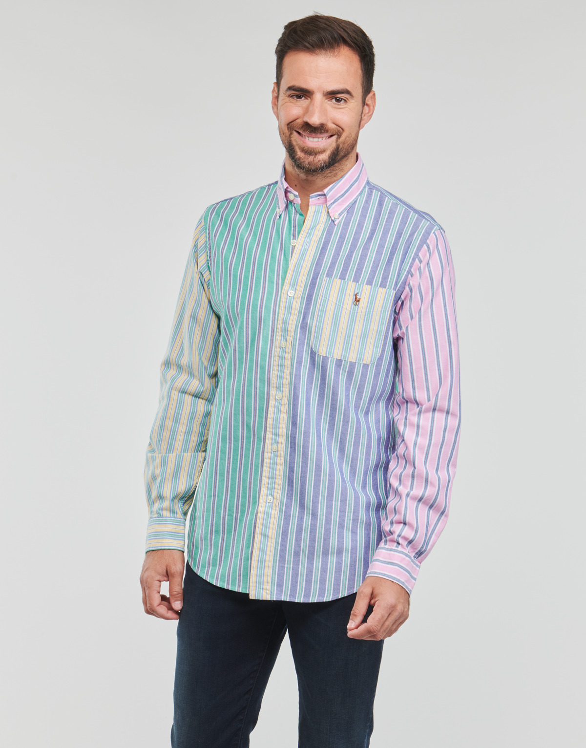 Vêtements Homme Рубашка с коротким рукавом polo ralph lauren Z224SC31-CUBDPPPKS-LONG SLEEVE-SPORT SHIRT Multicolore