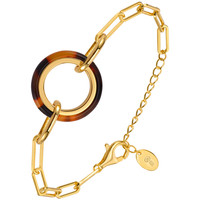 Montres & Bijoux Femme Bracelets Orusbijoux Bracelet en argent rond doré et acétate écaille marron anaïs Doré