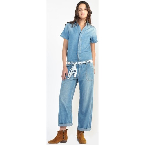 Vêtements Femme Combinaisons / Salopettes The Garment V-neck ruffle-detail dress Blackises Combinaison pantalon wagga en jeans bleu clair Bleu