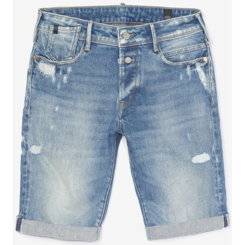 Vêtements Homme Shorts / Bermudas Le Temps des Cerises Bermuda laredo en jeans bleu délavé destroy Bleu