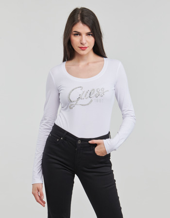 Vêtements Femme T-shirts manches longues Guess LS CN BRYANNA Blanc