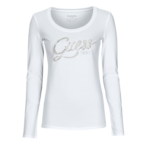 Vêtements Femme T-shirts manches longues JBLK Guess LS CN BRYANNA Blanc