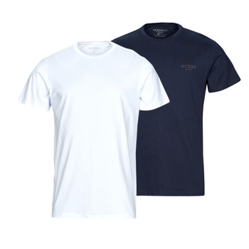 Vêtements Homme T-shirts manches courtes Guess STILLMAN CN SS X2 Marine / Blanc