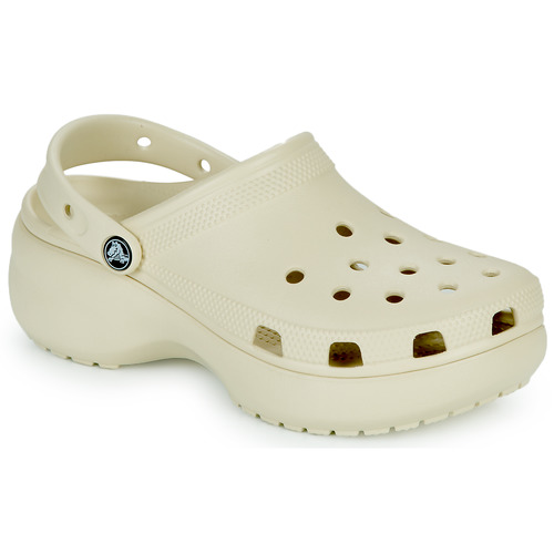 Chaussures Femme Sabots Slide Crocs CLASSIC PLATFORM CLOG W Beige