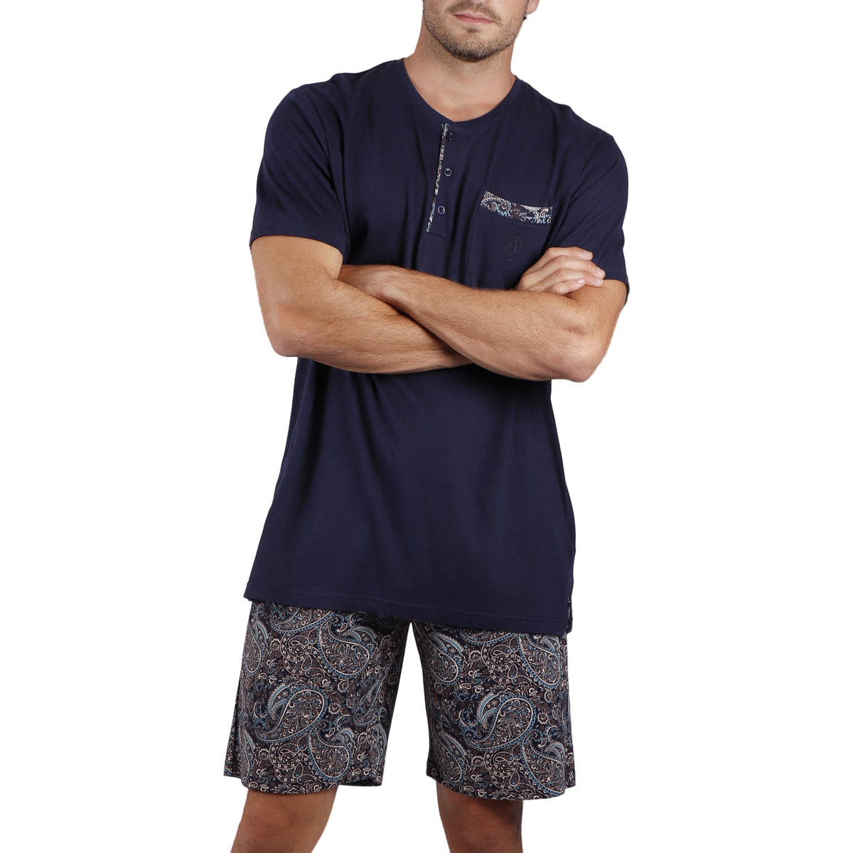 Chemises de nuit Admas pour homme en coloris Bleu Homme Vêtements Vêtements de nuit Pyjamas et vêtements dintérieur Pyjama short t-shirt Cachemire Pyjamas 