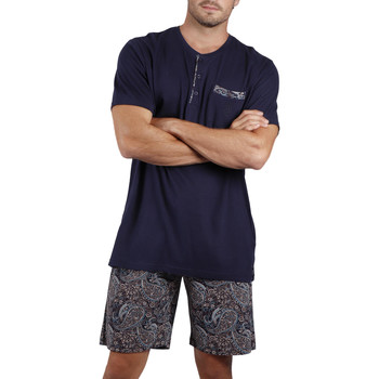 Vêtements Homme Pyjamas / Chemises de nuit Admas Pyjama short t-shirt Cachemire Bleu Marine